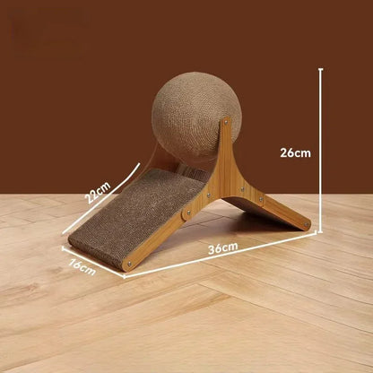 Wooden Cat Scratching Ball 2 In 1 Cat Scratcher