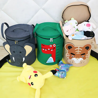 Toy Storage Bucket Cartoon Animal Storage Basket Large Capacity Storage Basket with Lid Foldable Storage Basket Home Supplies - MyLootWare