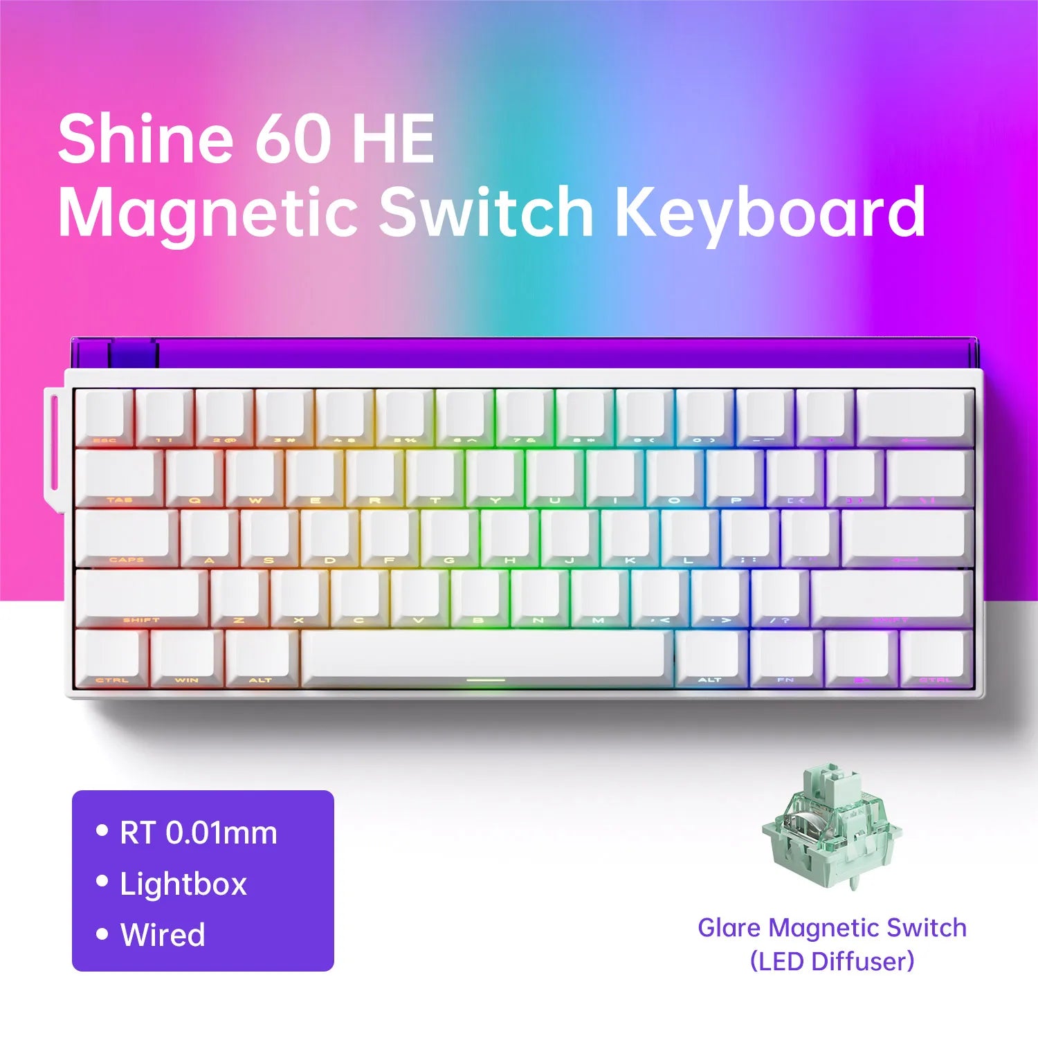 AKKO x Veekos Shine60 HE Magnetic Switch Keyboard 60% Rapid Trigger Keboard RT 0.01mm Snap Key Custom Keyboard for Esports Gamer - MyLootWare