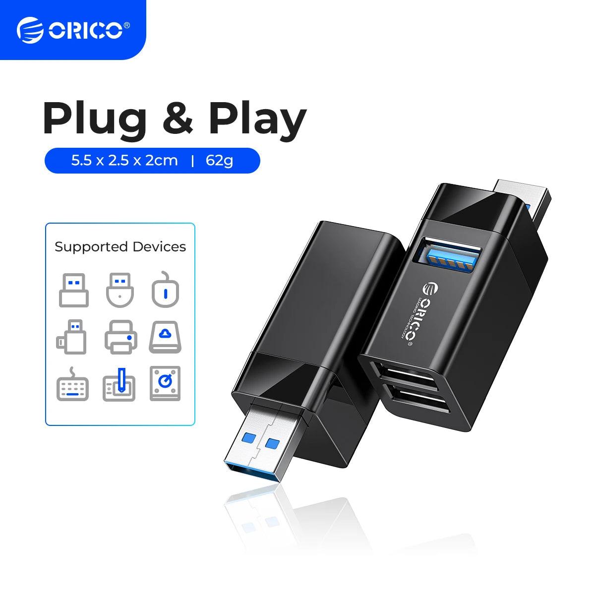 ORICO 3 in 1 USB 3.0 Mini Hub USB 2.0 Splitter