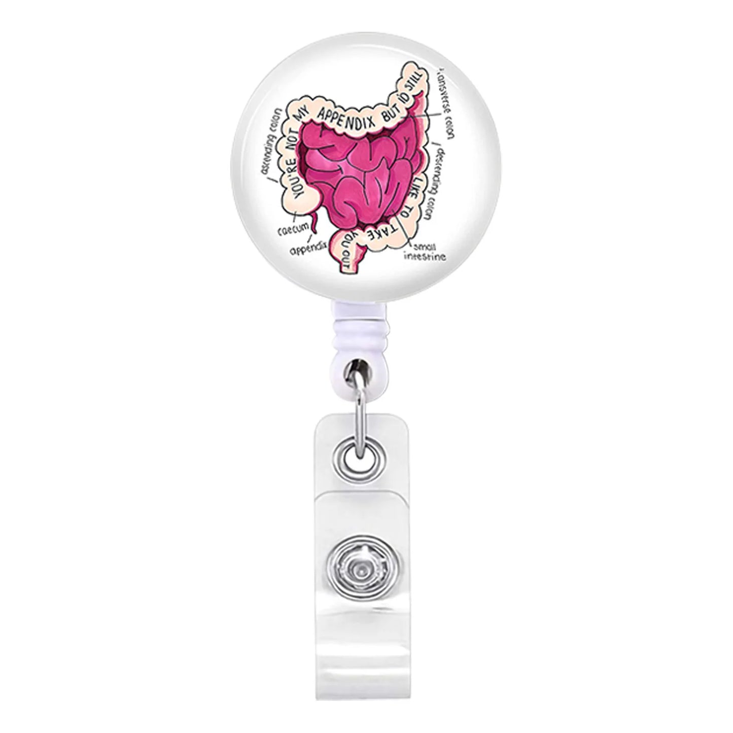 Acrylic English Badge Holder Clip Rotating Alligator Clip Retractable Badge Reel For Doctor Nurse Teacher Student Halloween Gift - MyLootWare