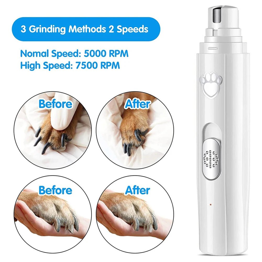 Electric Dog Nail Grinder with Polisher Wheel LED Light Pet Nail Clipper USB Rechargeable 2 - Speed Pet Nail Trimmers for Cat Dog - MyLootWare