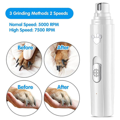 Electric Dog Nail Grinder with Polisher Wheel LED Light Pet Nail Clipper USB Rechargeable 2 - Speed Pet Nail Trimmers for Cat Dog - MyLootWare