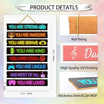 Gaming Room Decor for Boys - Wooden Wall Art,