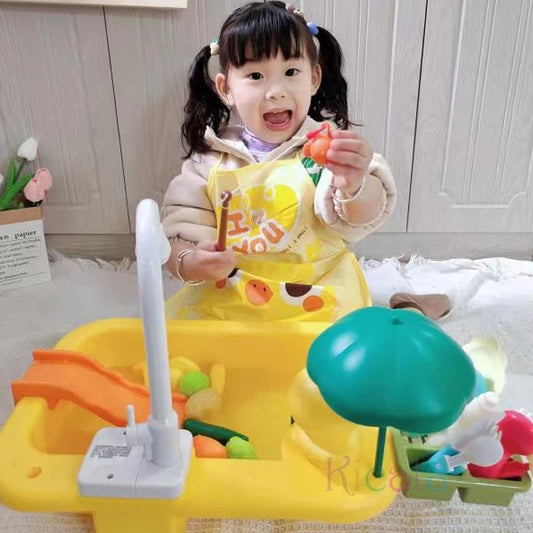 Kids Kitchen Sink Toys Electric Dishwasher Playing