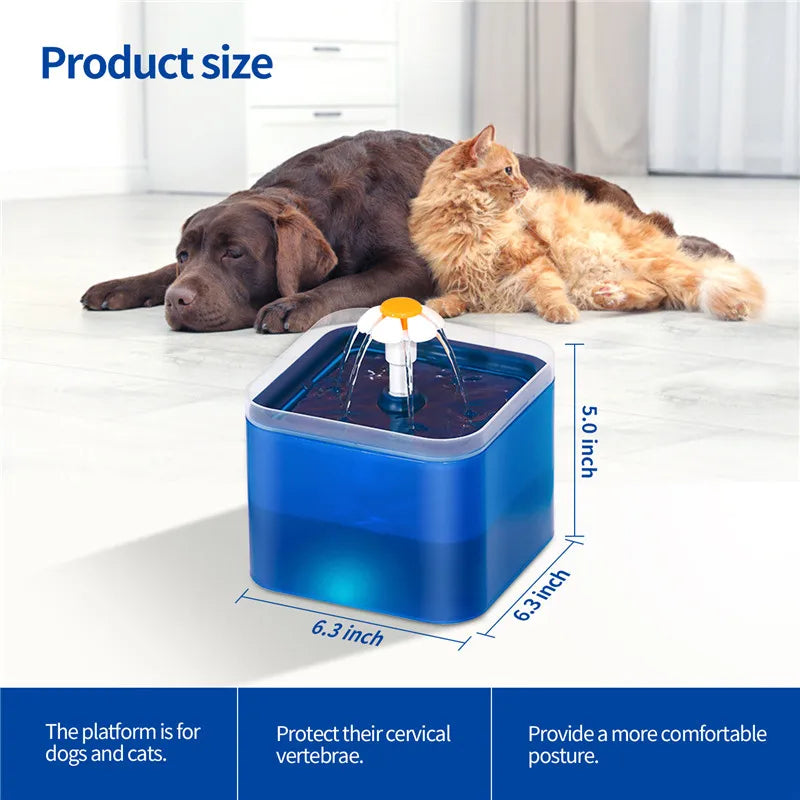 2L Automatic Cats and Dogs Water Fountain with LED Lighting USB Pet Water Dispenser with Recirculate Filtring for Pet Feeder - MyLootWare