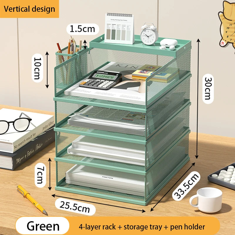 4-Tier Stackable Desktop Paper Tray Holder - MyLootWare