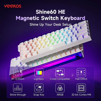 AKKO x Veekos Shine60 HE Magnetic Switch Keyboard 60% Rapid Trigger Keboard RT 0.01mm Snap Key Custom Keyboard for Esports Gamer - MyLootWare