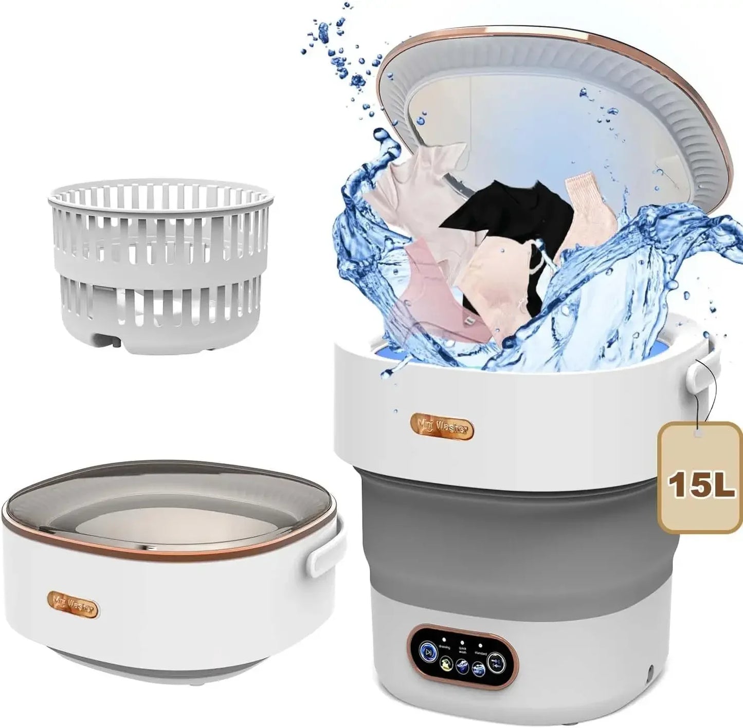 15L Portable Small Washing Dryer Machine Collapsible Washer with Spin Apartment Travel Socks Underwear Panties Washing Machine - MyLootWare