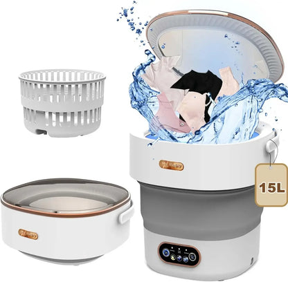 15L Portable Small Washing Dryer Machine Collapsible Washer with Spin Apartment Travel Socks Underwear Panties Washing Machine - MyLootWare