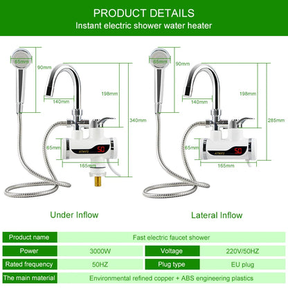 ATWFS Electric Instant Shower Water Heater Instant Hot Water Faucet Kitchen Electric Tap Water Heating Instantaneous Heater - MyLootWare