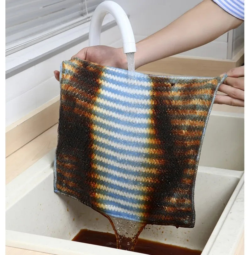 30x30cm 10/5/3PCS Kitchen Scouring Pad Towel Dishcloth Household Rags Gadget Microfiber Non-stick Oil Table Cleaning Cloth Wipe - MyLootWare