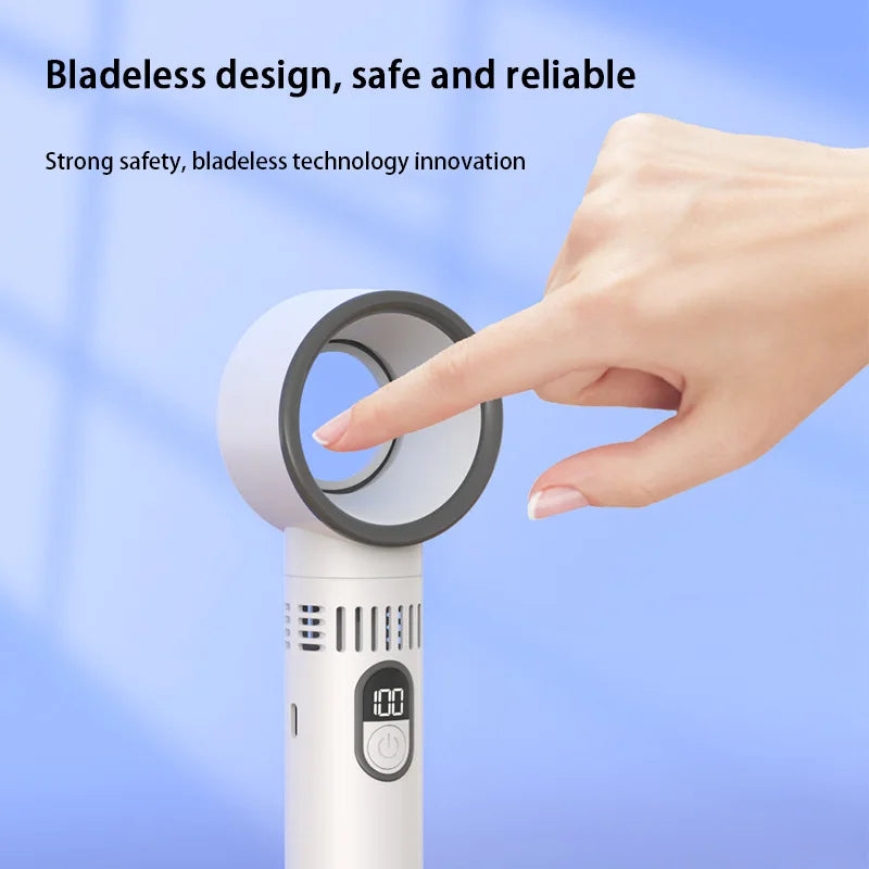 100 Level Bladeless Fan Intelligent Digital Display High-speed Bladeless Portable USB Charging High Wind Power Home 2025 New ﻿