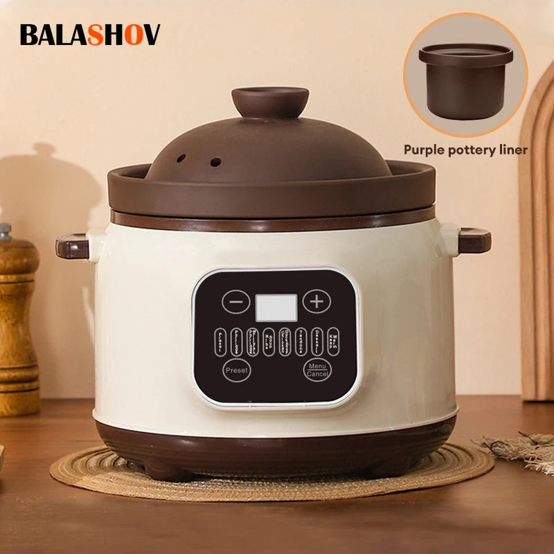 3.8L Multifunctional Electric stew pot Slow Cooker Ceramic Inner Pot Multi-Cooker for Soup Porridge Casserole Household Kitchen - MyLootWare