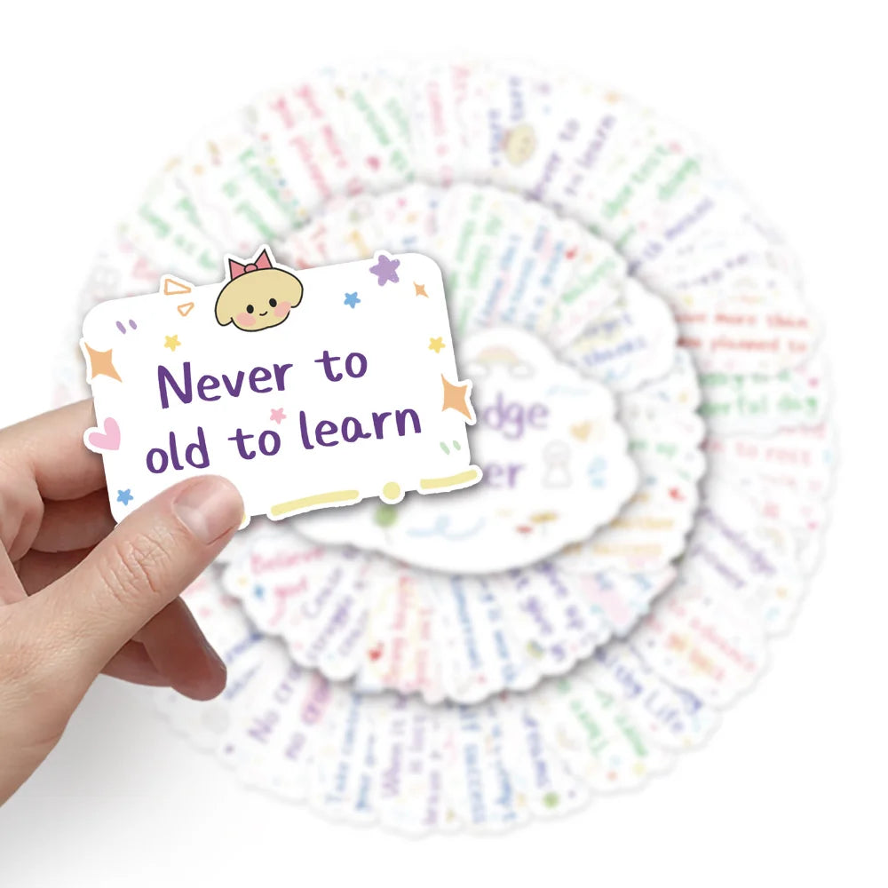 10/50pcs Inspirational English Life Quotes Stickers Motivational Phrases DIY Student Stationery Skateboard Decals Graffiti Toys - MyLootWare