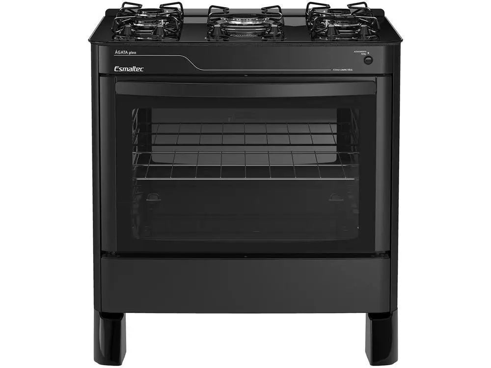 5-Burner Esmaltec Black Glass Kitchen Stove - MyLootWare
