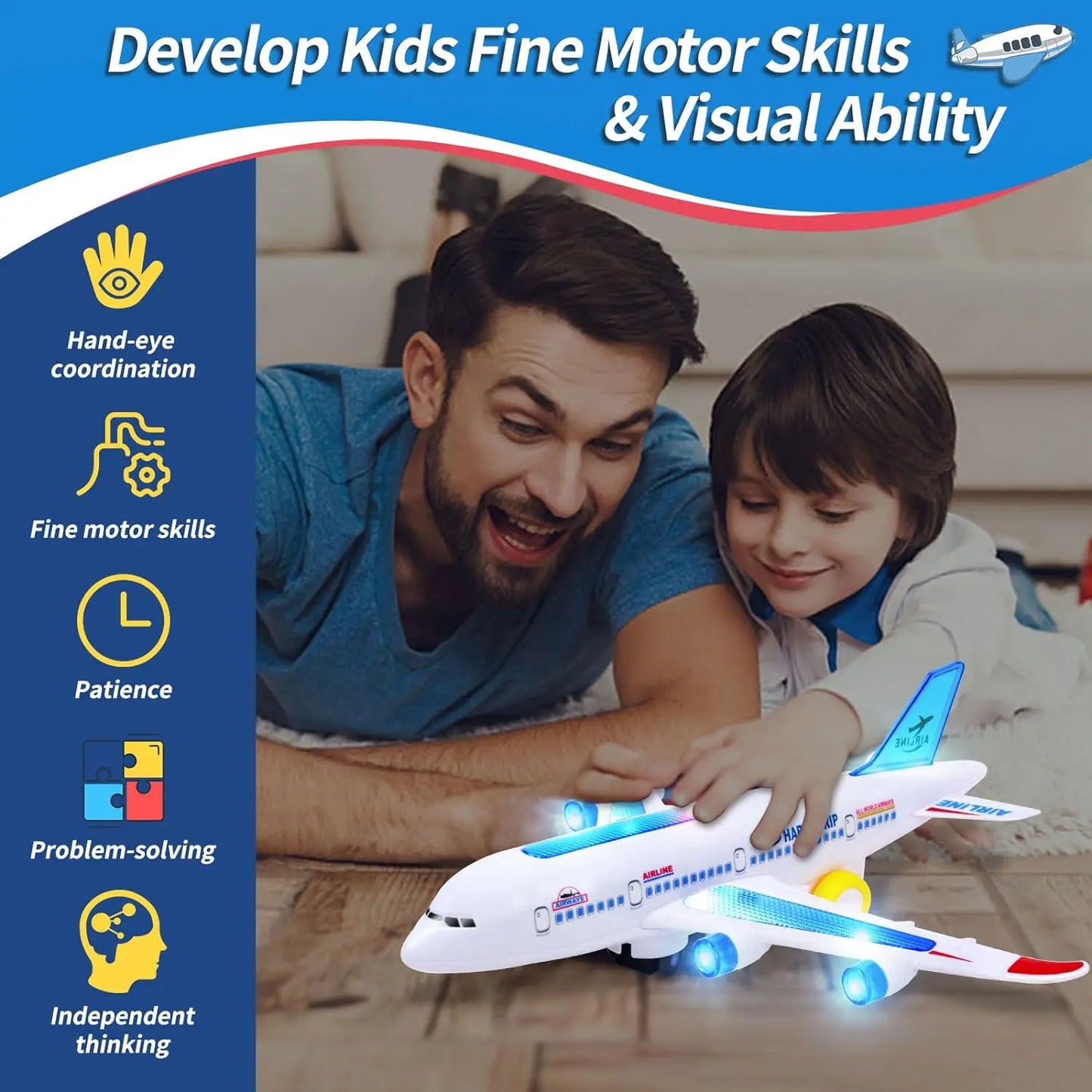 Kids Electronic Aeroplane Toy with Music Autopilot