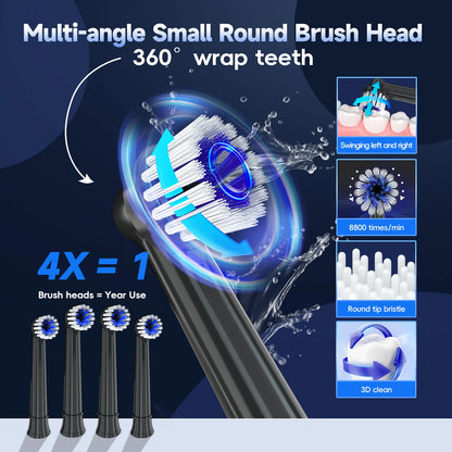 Electric Sonic Toothbrush for Adults with Heads