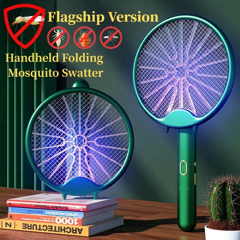 New Electric Mosquito Racket Hand - Hled 3000V Mosquito Killer Lamp Rechargeable Foldable Mosquito Swatter Fly Repellent Lamp Home - MyLootWare