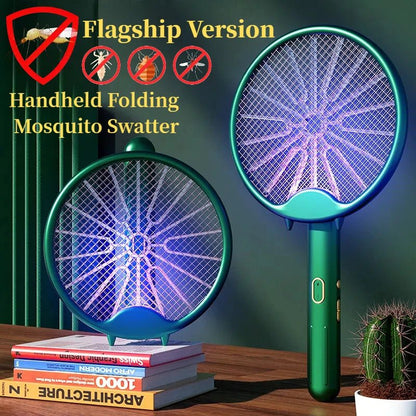 New Electric Mosquito Racket Hand - Hled 3000V Mosquito Killer Lamp Rechargeable Foldable Mosquito Swatter Fly Repellent Lamp Home - MyLootWare