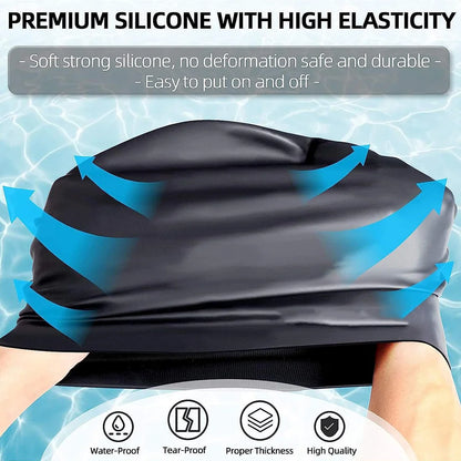 Extra large silicone swimming cap with long hair