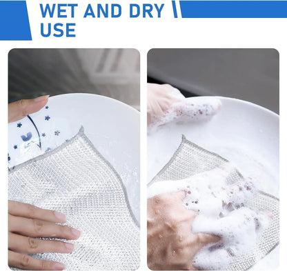 20PCS Wire Dishwashing Rags for Wet and Dry Non-Scratch Steel Wool Scrubber Cleaning Pads Wipes Stainless Miracle Cloths Sponges - MyLootWare