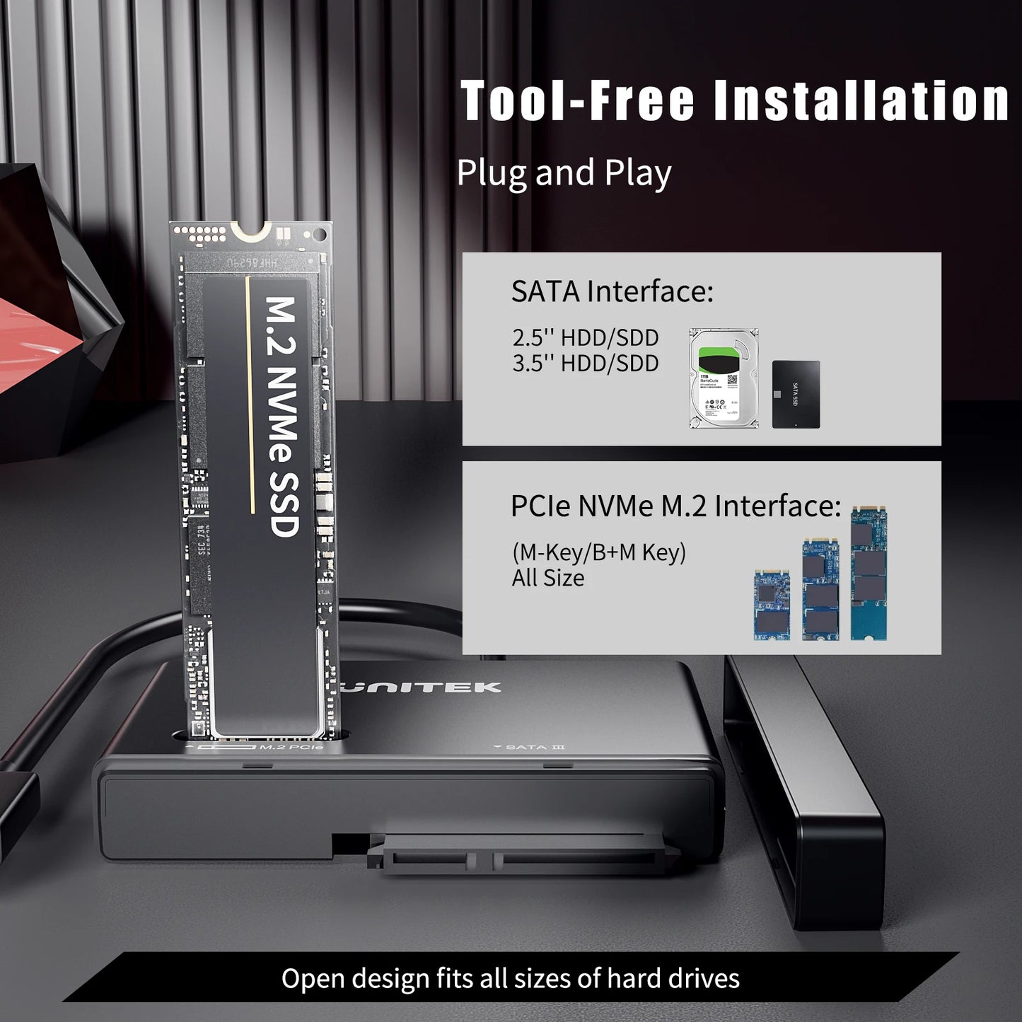 Unitek M.2 NVMe SSD Enclosure Case USB 3.2 to M2