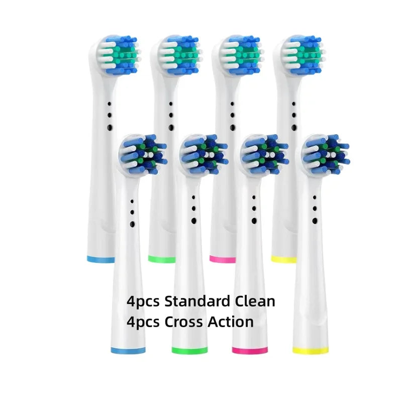 8/16Pcs Replacement Brush Heads for Oral B Electric Toothbrushes Floss Cross Action 3D Pro White Precision Standard Daily Clean - MyLootWare