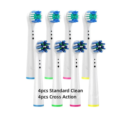 8/16Pcs Replacement Brush Heads for Oral B Electric Toothbrushes Floss Cross Action 3D Pro White Precision Standard Daily Clean - MyLootWare