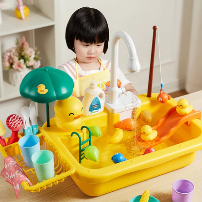 Kids Kitchen Sink Toys Electric Dishwasher Playing