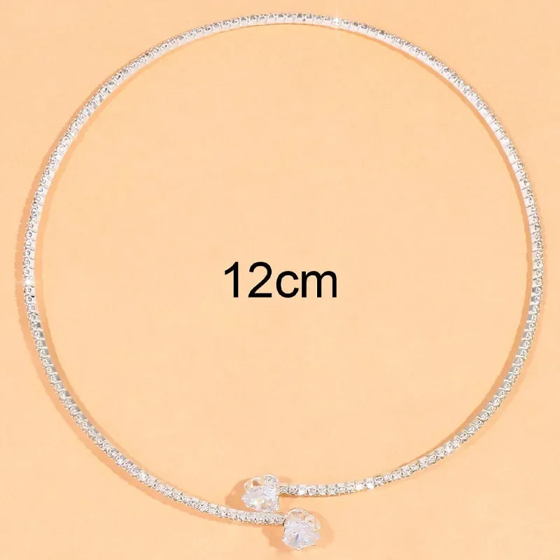 Fashion Rhinestone Heart Collar Choker Necklace