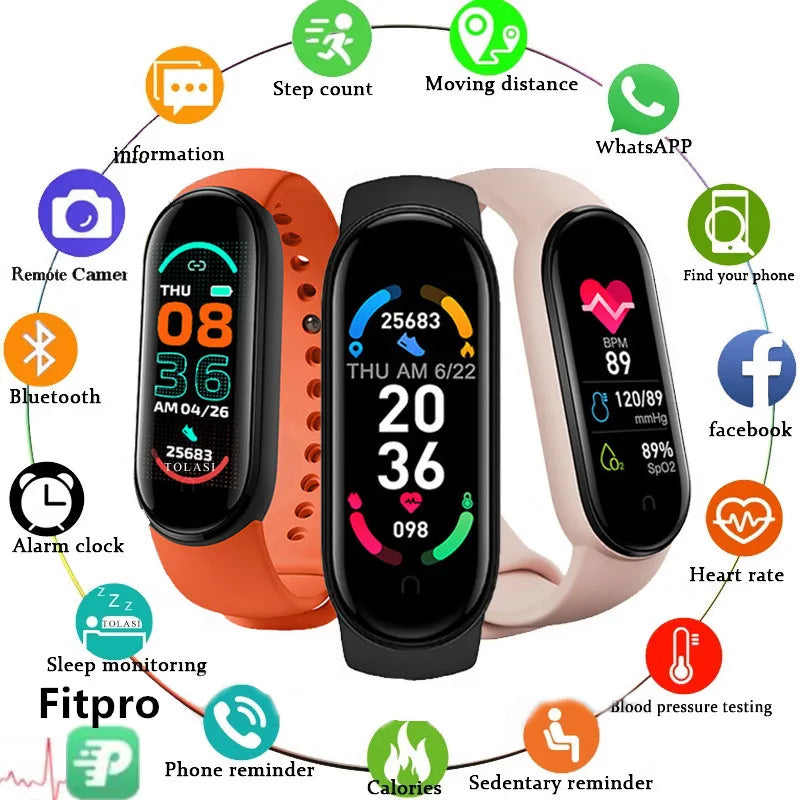 M6 Smart Watch Men Women Fitness Smart Bracelet