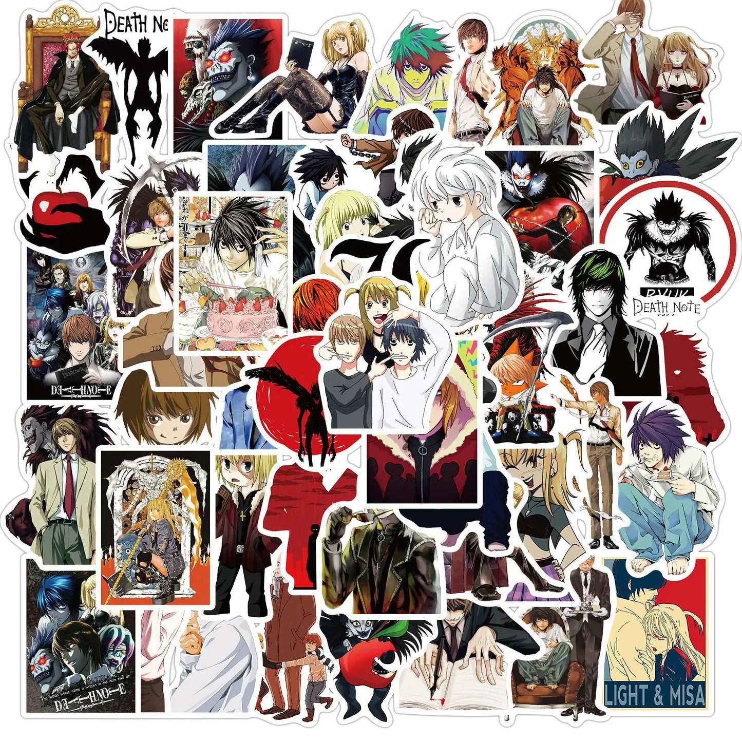 50Pcs Anime Death God Note Stickers, Japanese Horrow Theme Anime, Waterproof Halloween Anime Stickers for Guitar Laptop - MyLootWare
