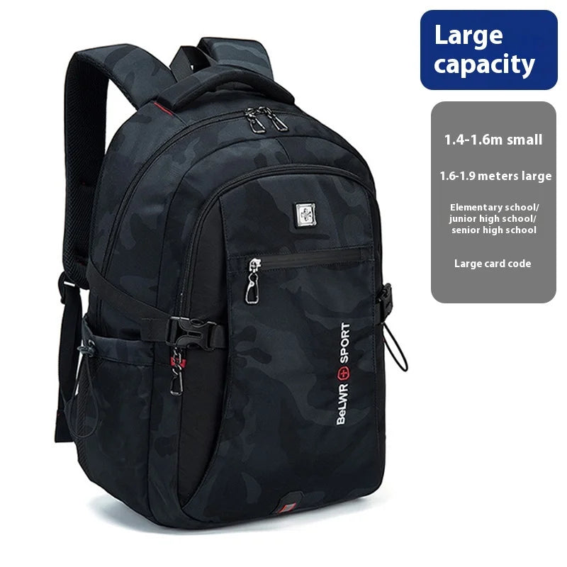 Backpack Primary School Middle School Students High School Bags Large Capacity Ultra-light Load Reduction Outdoor Travel Busines - MyLootWare