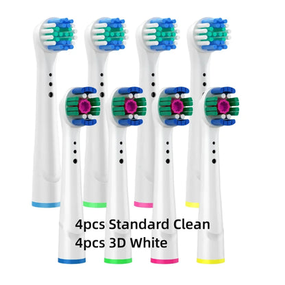 8/16Pcs Replacement Brush Heads for Oral B Electric Toothbrushes Floss Cross Action 3D Pro White Precision Standard Daily Clean - MyLootWare