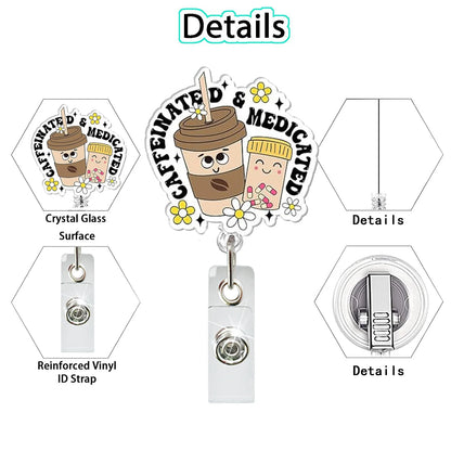 Acrylic English Badge Holder Clip Rotating Alligator Clip Retractable Badge Reel For Doctor Nurse Teacher Student Halloween Gift - MyLootWare