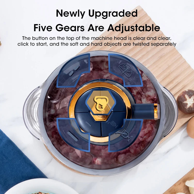 5L Electric Meat Grinders 304 Stainless Steel Food Crusher Multifunctional Vegetable Slicer Chopper Mincer Baby Food Processor - MyLootWare