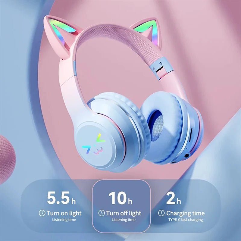 Xiaomi Cute Cat Ears Wireless Headphone Bluetooth 5.1 HiFi Stereo Noise Reduction Foldable Earphone With Mic For Game Music - MyLootWare