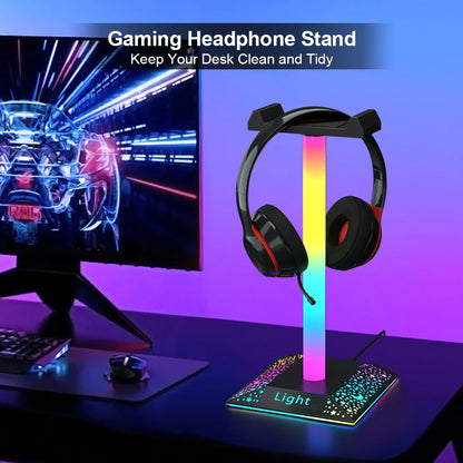 USB LED Lights Gaming Headset Stand RGBIC Lights