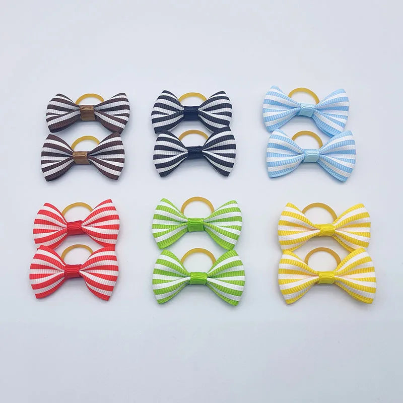 100 Pieces Ribbon Pet Hair Accessories 121 Colors Cute Dog Hair Bows Elastic Rubber Band For Dogs Pet Hair Clips Yorkshire Gift - MyLootWare