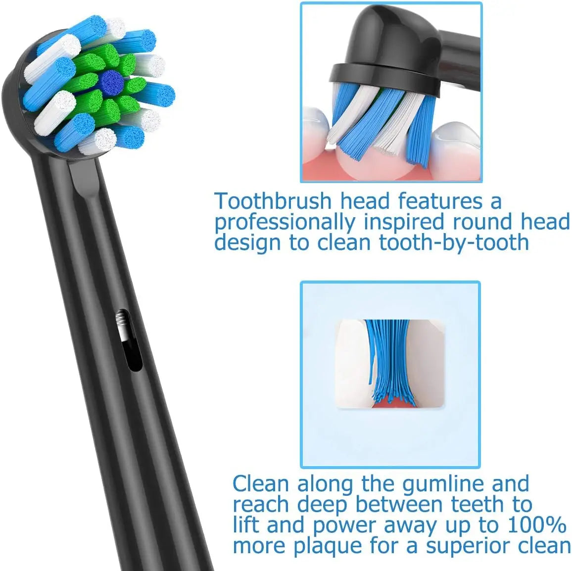 Black EB50 Brush Heads Cross Action 16 Degree Angle Spare Dental Nozzles for Oral B Electric Toothbrush D12/D16/DB4010/DB4510 - MyLootWare