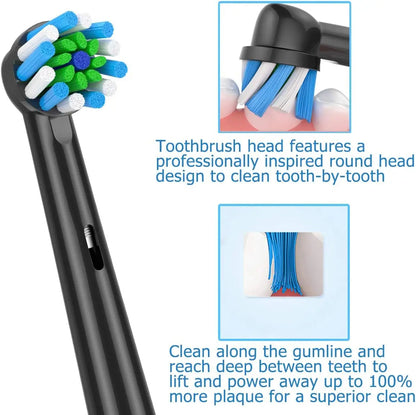 Black EB50 Brush Heads Cross Action 16 Degree Angle Spare Dental Nozzles for Oral B Electric Toothbrush D12/D16/DB4010/DB4510 - MyLootWare