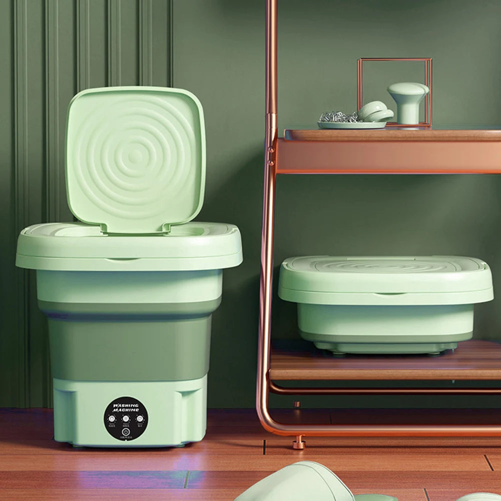 8L Foldable Washing Machine Portable Mini Socks Underwear Panties Washing Machine 12W 3 Modes Automatic Spinning Dry Washer - MyLootWare