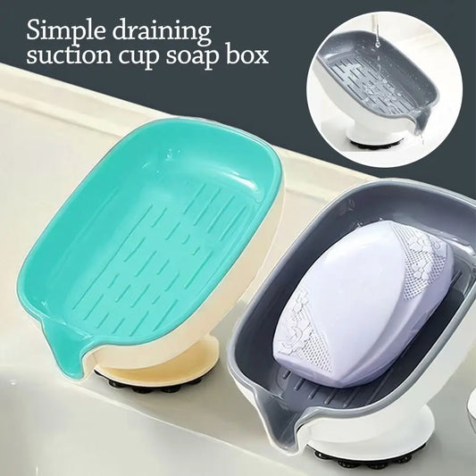 Durable Plastic Suction Cup Soap Dish With Drain