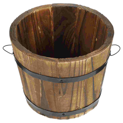 Wooden Flower Bucket Decorative Rustic Flower Pot