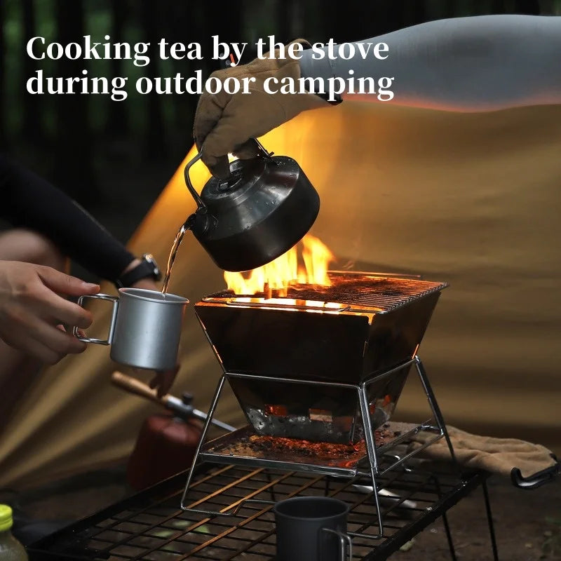 Camping Fire Table Charcoal Barbecue Grill Outdoor Picnic Bonfire Outdoor Portable Folding Barbecue Stove Fire Pit Camping Stove - MyLootWare