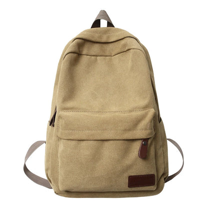 Solid Canvas Backpack Unisex Large Capacity