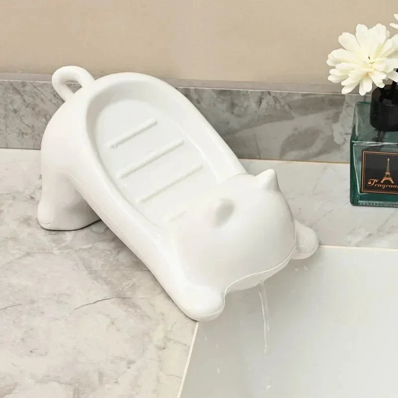 Bathroom Soap Box Cartoon Cat Plastic Soap cases Creative turtle Soap Dish Storage Plate Drain Holder Bathroom Accessories - MyLootWare