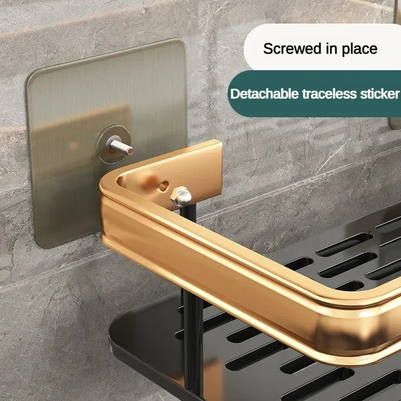 Bathroom Storage Wall Mount Shampoo Makeup Storage Holder Bathroom Accessories No Drilling Wall Shelf Shower Holder For WC - MyLootWare