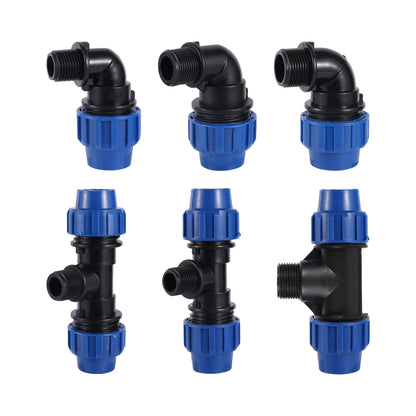 20/25/32mm to 1/2" 3/4" 1" Male PE Pipe Fitting Adapter Tee Elbow Garden Agriculture Irrigation Fittings Garden Water Connection - MyLootWare